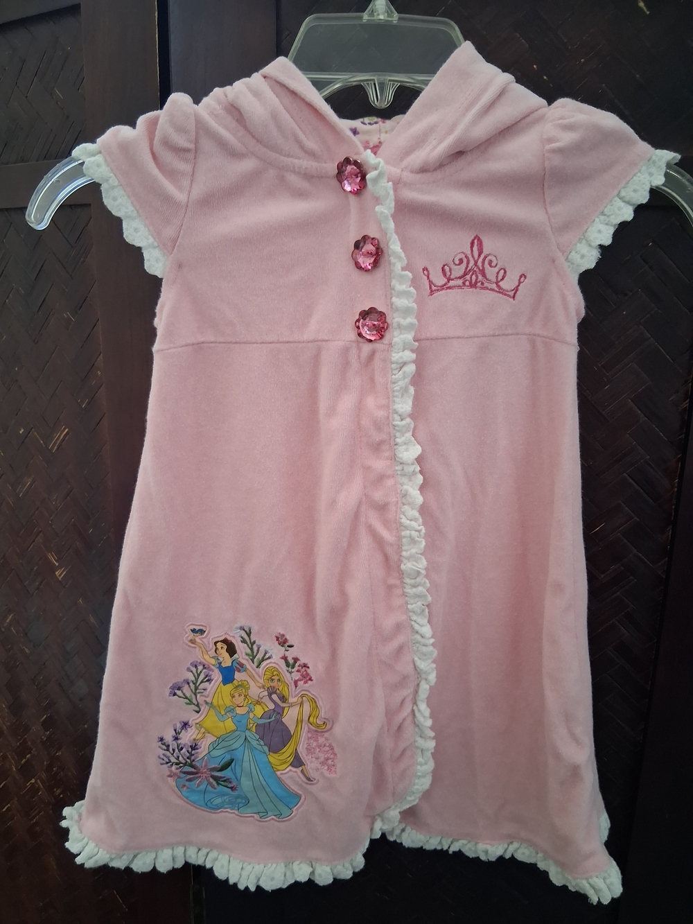 Disney Pink Princess Hooded Tunic with Gem Buttons Girls Size 4